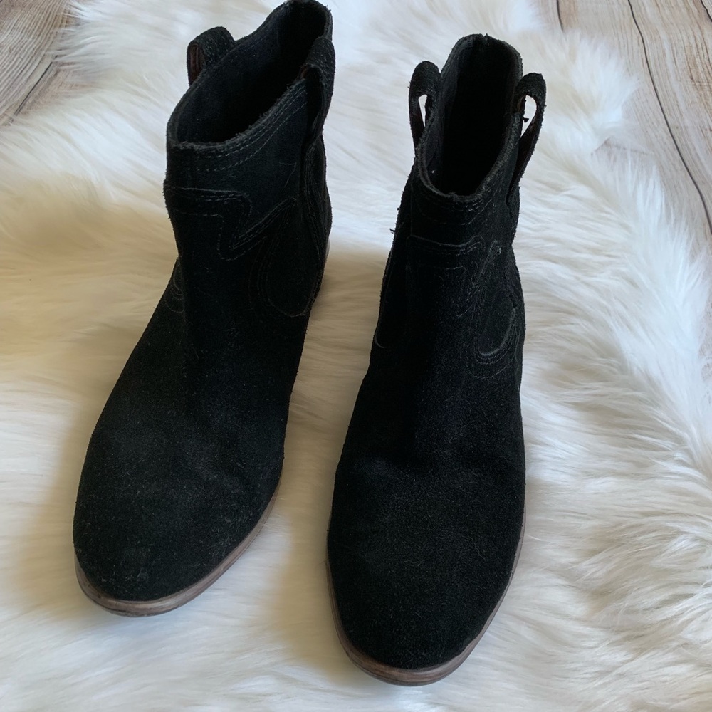 Lucky Brand Black Suede Western Booties - Picture 2 of 8